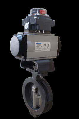 PFA wyłożony i PTFE wyłożony zawór masłowy BFV Flanged Typ Wafer Butterfly zawory Pneumatic On Off zawór