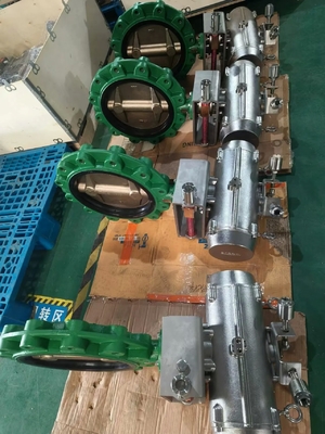 Pneumatyczny zawór motylkowy kołnierzowy z brązu aluminiowego, uszczelnienie EPDM, 2-24 cale