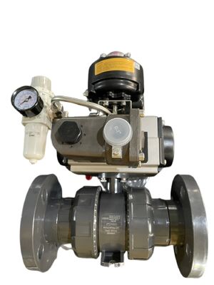 Pneumatic Ball Valve with Flange End High Temperature Industrial Usage Actuated Plastic Ball Valve