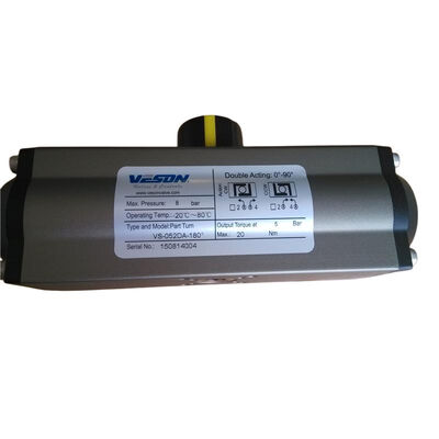 Pneumatyczny aktywator obrotowy o obrotowej prędkości 180 stopni, podwójnie działający, twardy, anodowany aluminium ISO5211 & DIN3337 Standard