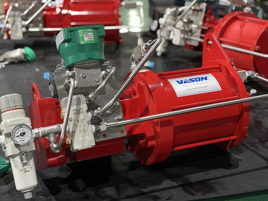 Siłownik pneumatyczny zaworów rurociągowych Metalowe zawory kulowe Uszczelnienie metal-metal Siłownik pneumatyczny ze sprężyną powrotną VSF System kontroli w pętli zamkniętej