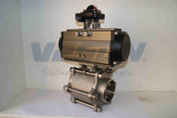 Full Port Stainless Steel Pneumatic Valves , 3 Piece Electric Operated Ball Valve  Air Open / Spring Return Actuator